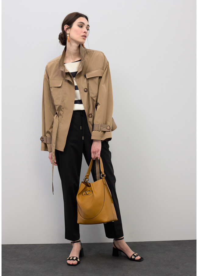 Technical Short Parka with Contrast Belt