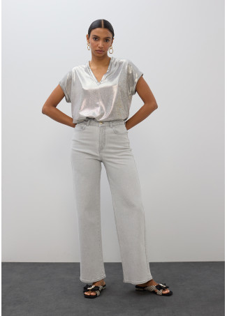 Straight Washed Denim with Rhinestones