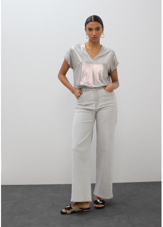 Jeans Dritto Lavato con Strass