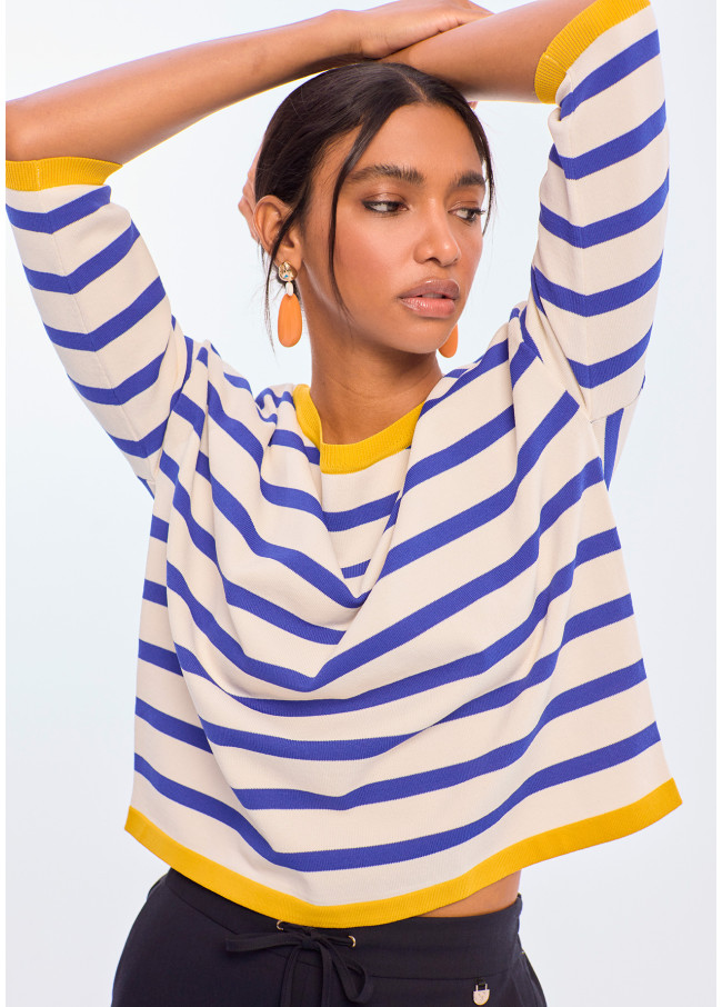 Jersey rayas bicolor rib a contraste