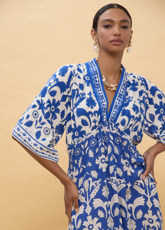 Long Sleeve Geometric Print Dress