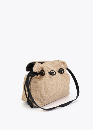 Sac Seau Effet Raphia Combiné avec Effet Cuir