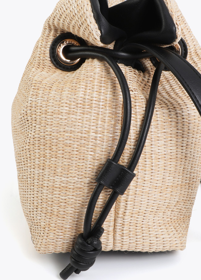 Sac Seau Effet Raphia Combiné avec Effet Cuir