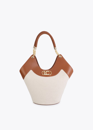 Shopper Bicolore en Similicuir et Toile