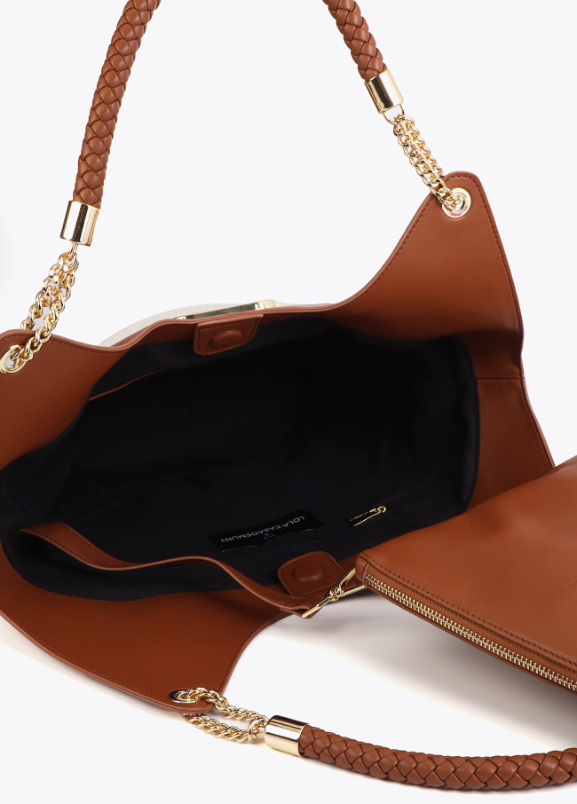 Shopper Bicolore en Similicuir et Toile