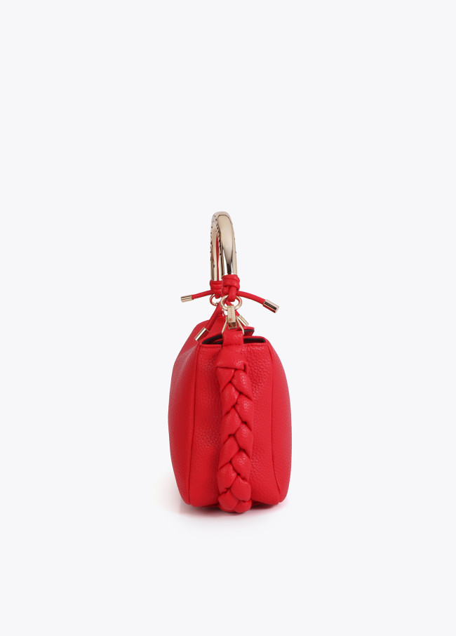 Sac bandoulière rouge avec anse métallique...