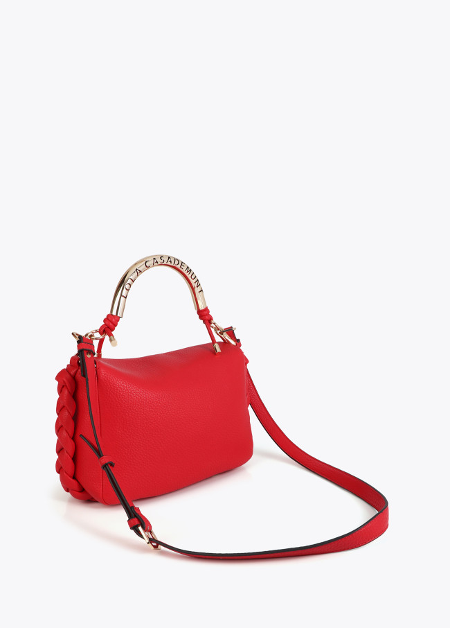 Borsa a tracolla rossa con manico in metallo...