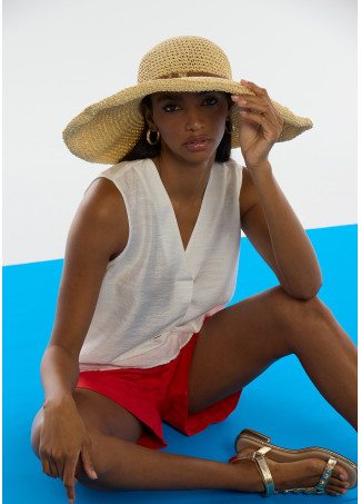 Chapeau à large bord en effet raphia