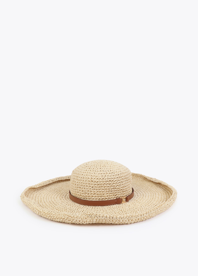 Cappello a tesa larga effetto rafia