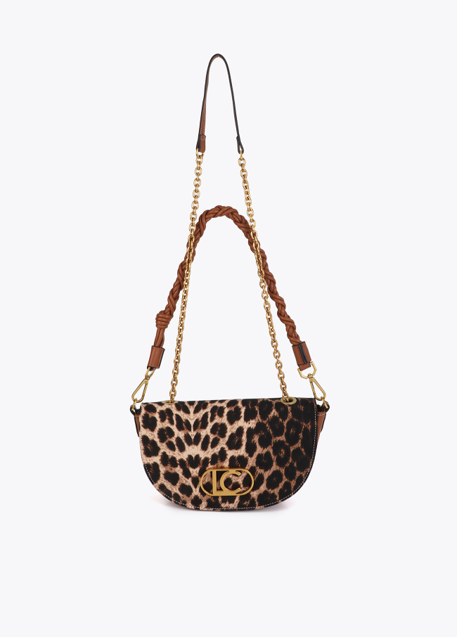 Bolso media luna de leopardo y efecto piel