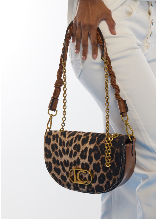 Sac Demi-Lune Léopard avec Effet Simili Cuir