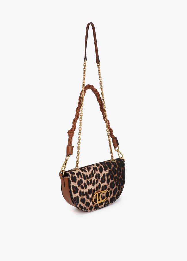 Bolsa Meia-Lua de Leopardo e Efeito Pele