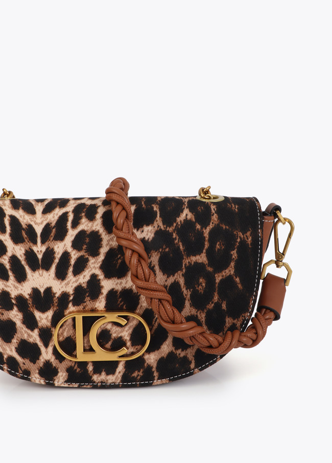 Bolsa Meia-Lua de Leopardo e Efeito Pele