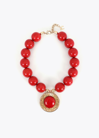 Maxi Beaded Necklace with Pendant