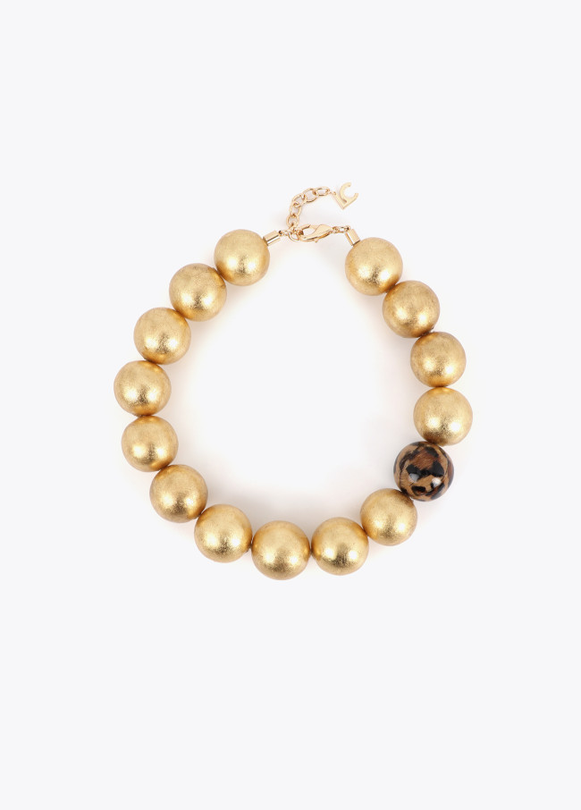 Collier Maxi Perles avec Détail Imprimé Animal