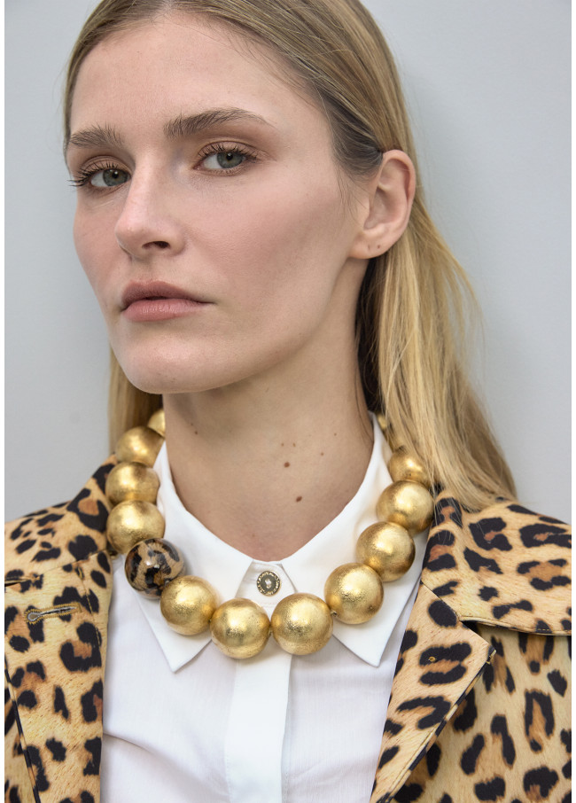 Collar cuentas maxi con detalle animal print