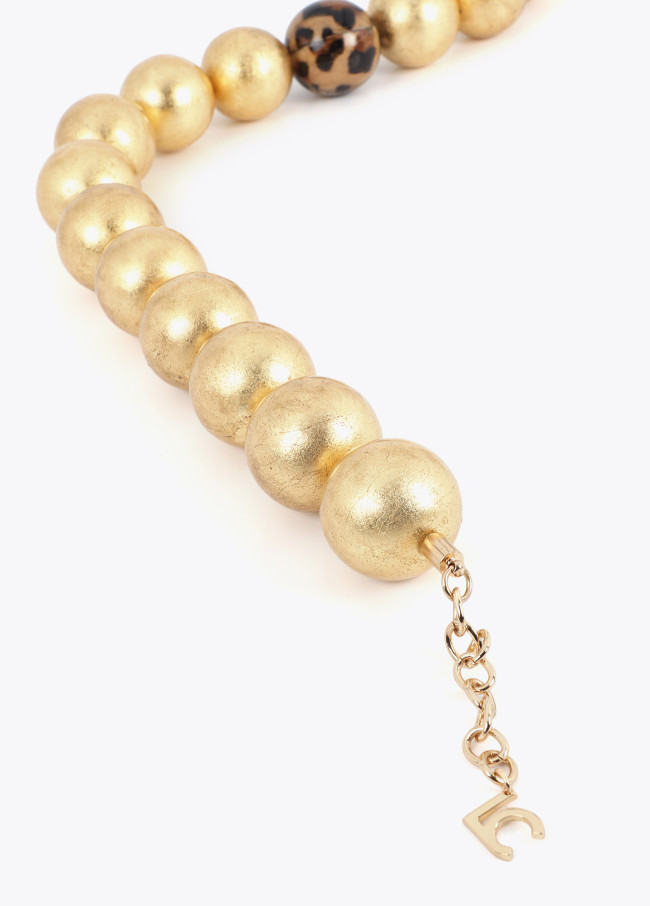 Collier Maxi Perles avec Détail Imprimé Animal