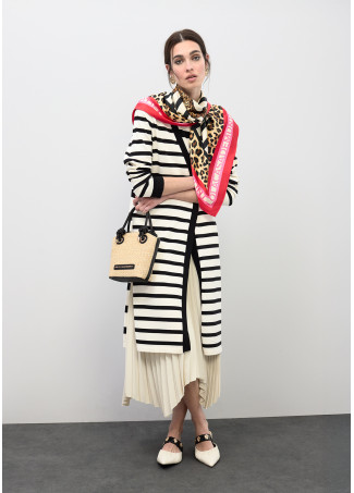 Mini Sac en Raphia et Effet Cuir Combinés