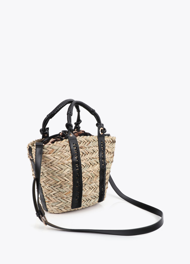 Mini borsa con manico logo traforato