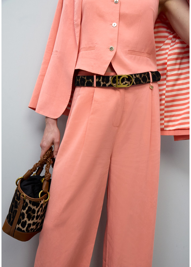 Cintura reversibile animalier con fibbia ovale...