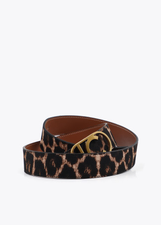 Ceinture réversible imprimé animal avec boucle ovale logo