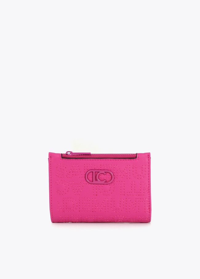 Monedero pespuntes fucsia