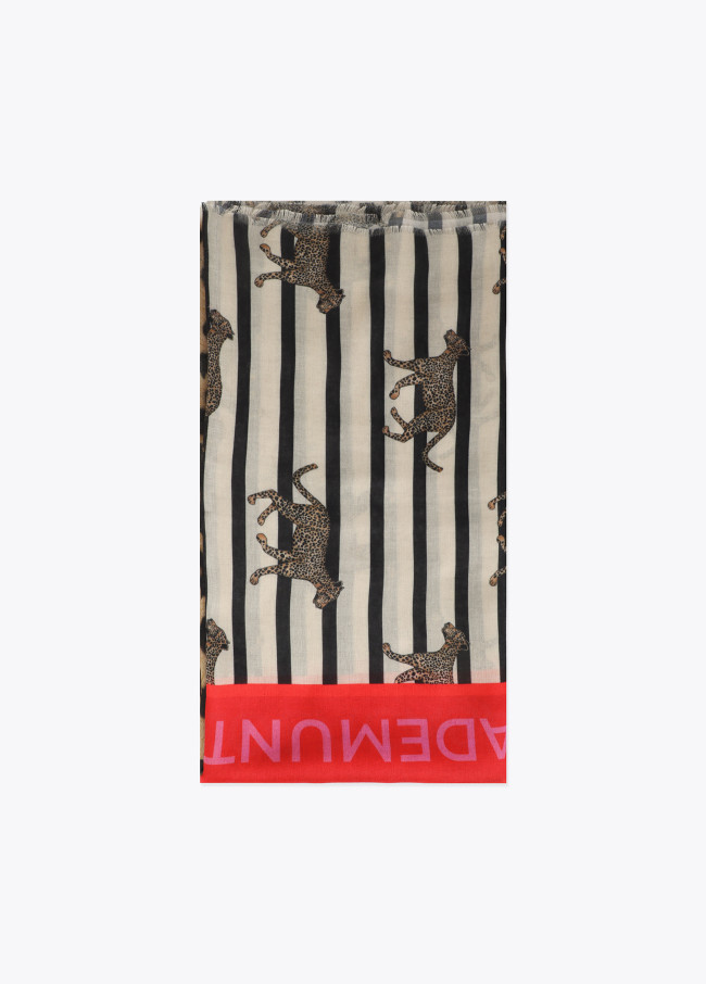 Foulard imprimé rayures et léopards