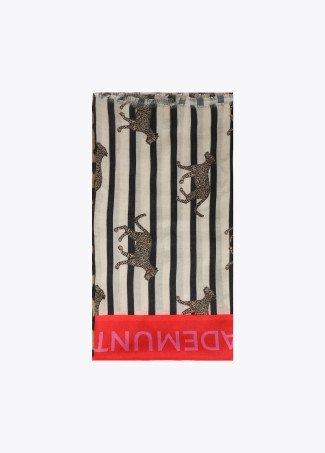 Foulard imprimé rayures et léopards