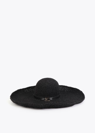 Wide Brim Raffia-Effect Hat