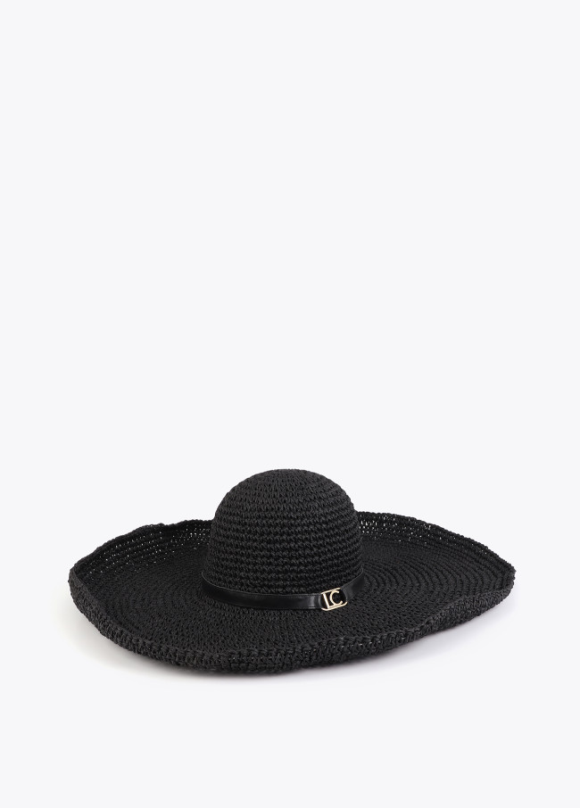 Wide Brim Raffia-Effect Hat