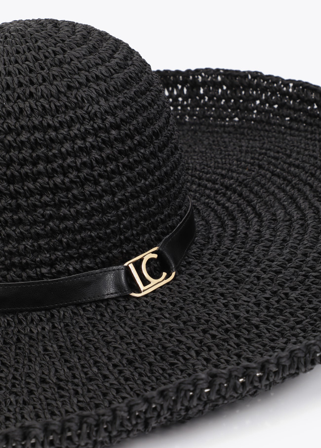 Wide Brim Raffia-Effect Hat