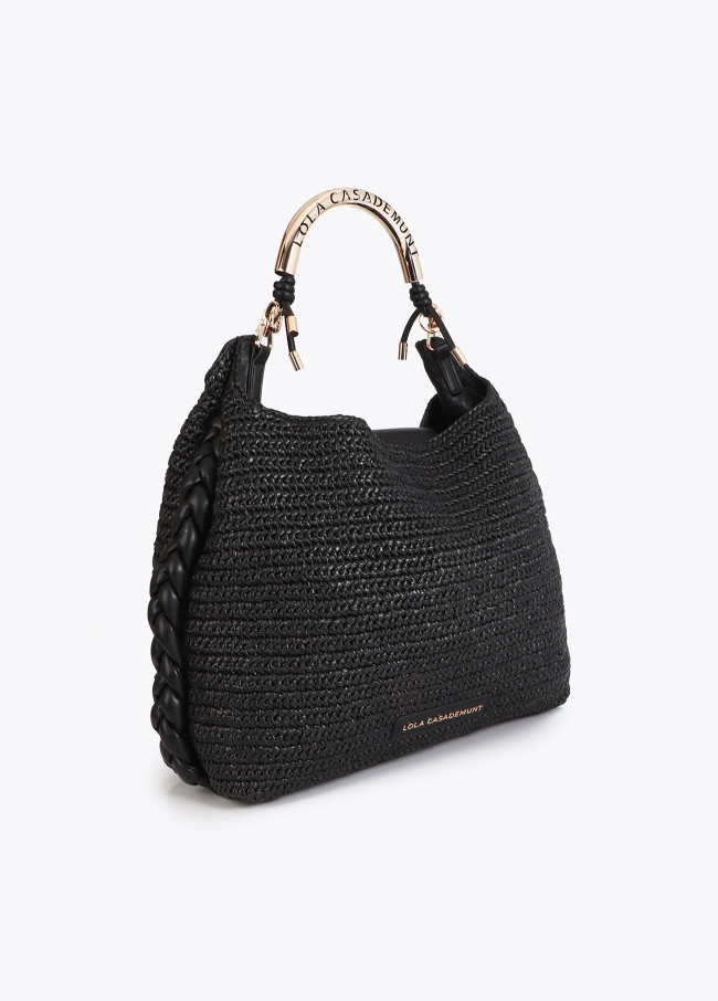 Raffia Effect Shopper with Cut-out Handle Logo