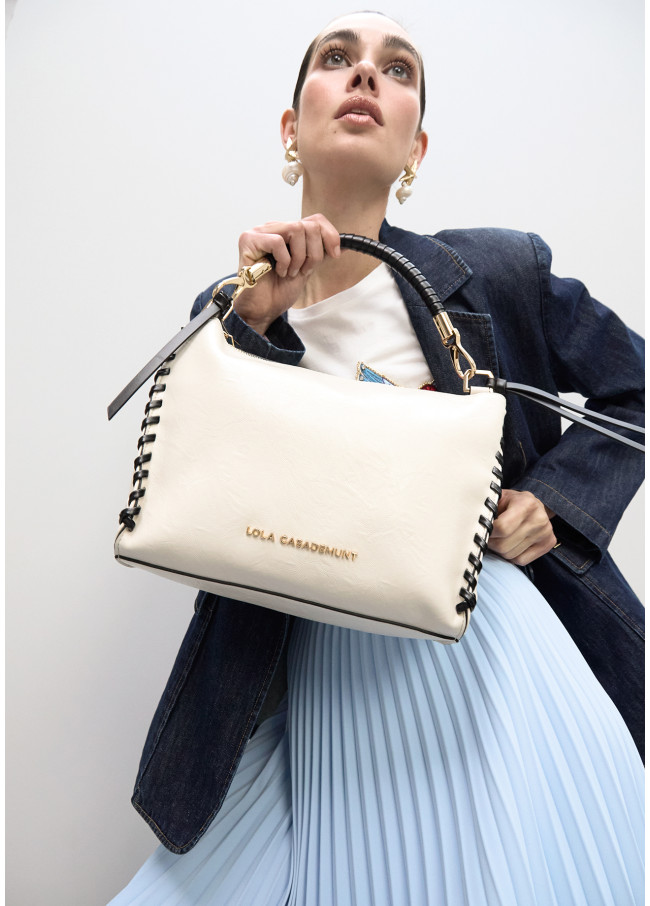 Petit Sac à Détail Tressé Contrastant