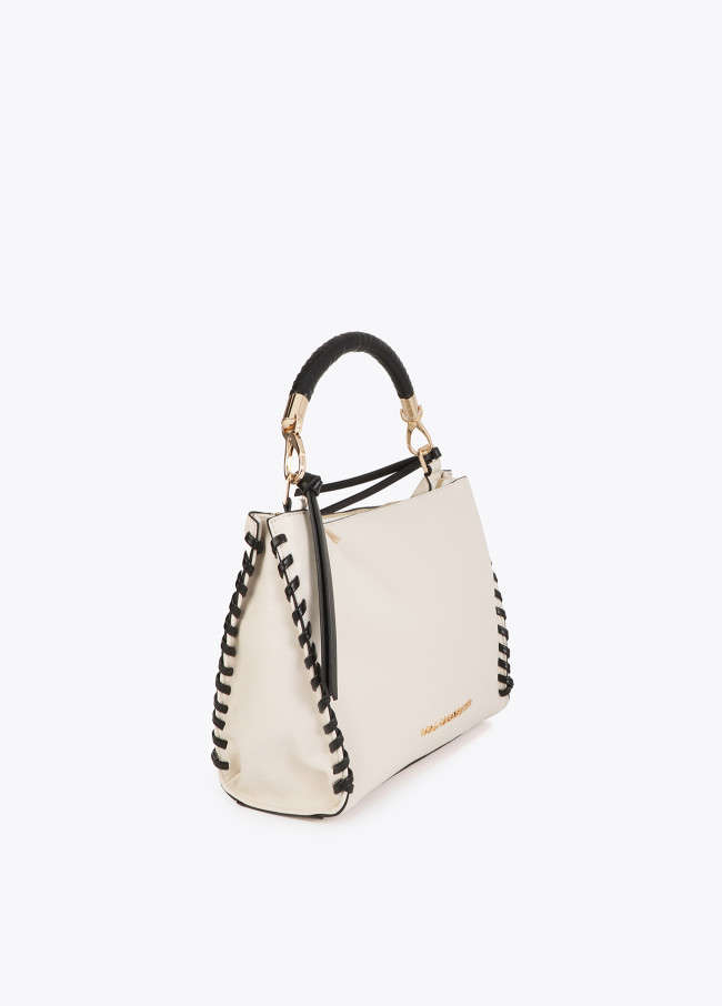 Bolsa Pequena com Detalhe Trançado Contrastante