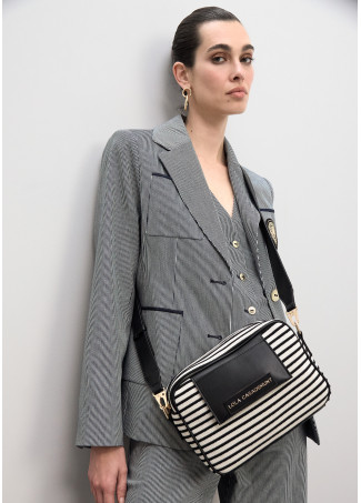 Striped Fabric Cross with Leather Effect