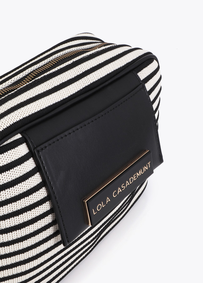 Striped Fabric Cross with Leather Effect