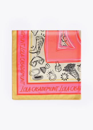 Satinschal mit Verschiedenen Motiven und LC-Logo