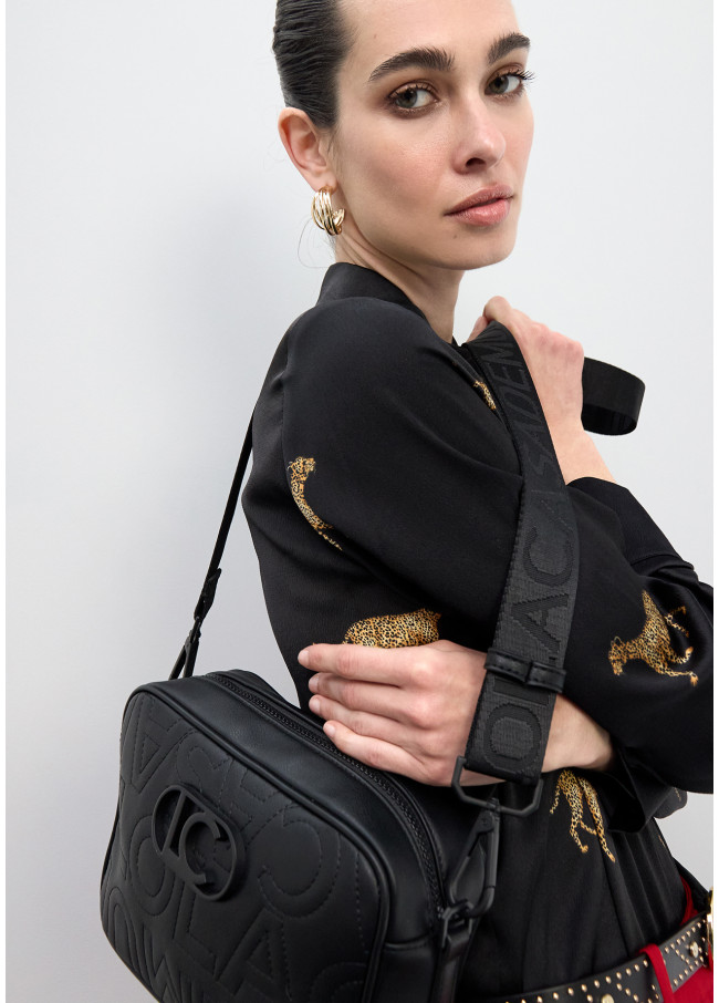 Crossbody bag with monogram topstitching