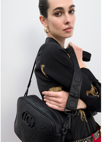 Crossbody bag with monogram topstitching