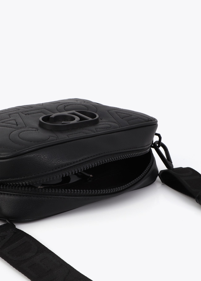 Crossbody bag with monogram topstitching