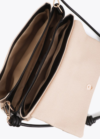 Canvas and Faux Leather Flap Crossbody