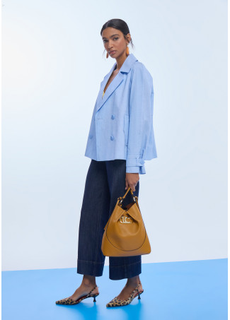 Borsa Hobo Effetto Pelle Manico Intrecciato e Fiocco