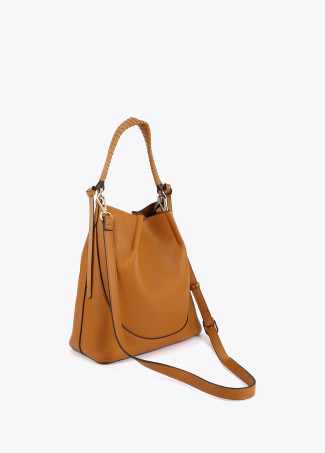 Borsa Hobo Effetto Pelle Manico Intrecciato e Fiocco