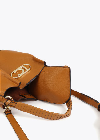 Bolsa Hobo Efeito Pele Alça Trançada e Laço