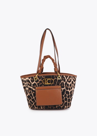Shopper imprimé léopard avec effet cuir