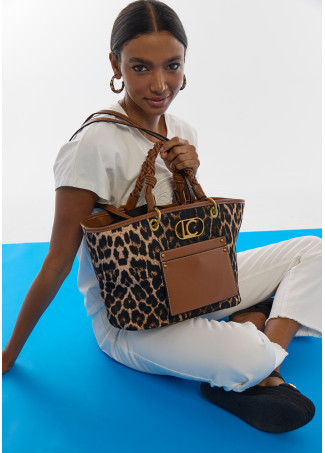 Shopper stampa leopardo con effetto pelle