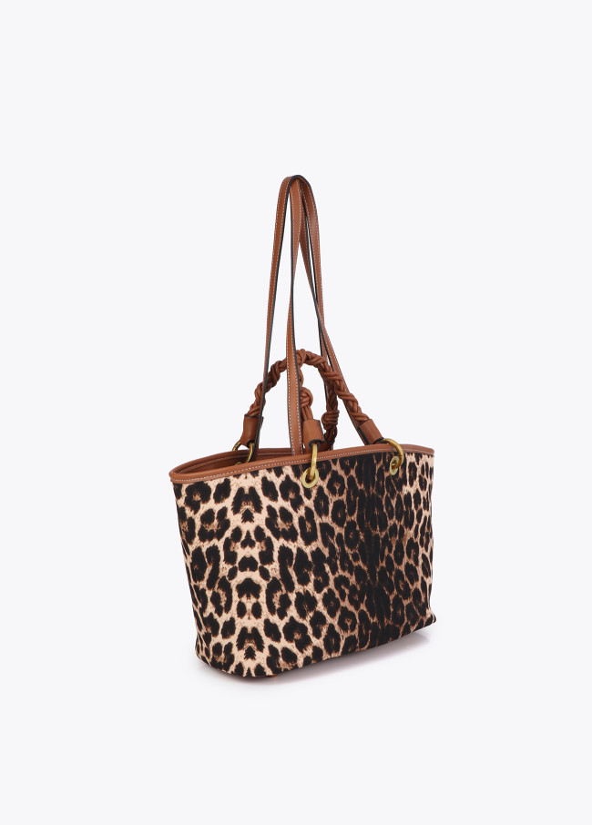 Shopper stampa leopardo con effetto pelle