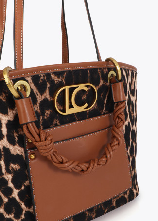 Shopper estampa de leopardo com efeito de pele