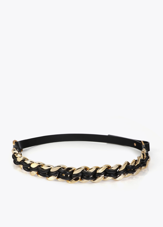 Chain Belt with Faux Leather Effect