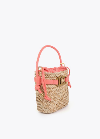 Bucket Bag with Faux Leather Details